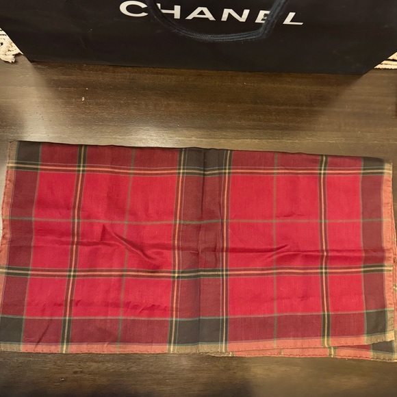 Dior Hand Rolled Plaid Handkerchief Scarf - Picture 3 of 5